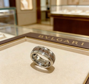 Bvlgari Black Ceramic Silver Band Ring – Elegant Luxury Jewelry