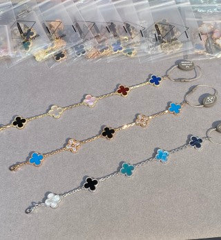 Van Cleef & Arpels Multi-Stone & Mixed-Color Clover Bracelet (5 Motifs)