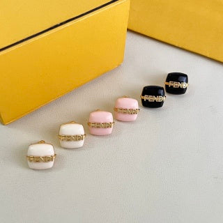 Fendi Livia Mini Logo Square Stud Earrings