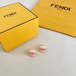 Fendi Livia Mini Logo Square Stud Earrings