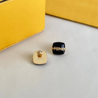 Fendi Livia Mini Logo Square Stud Earrings