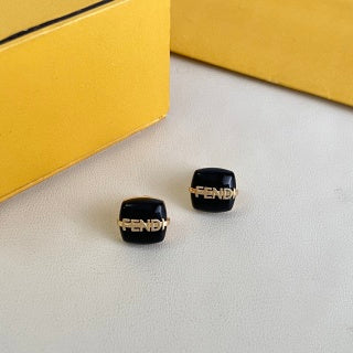 Fendi Livia Mini Logo Square Stud Earrings