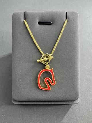Hermès Scarlet Horse Pendant Double Chain Necklace