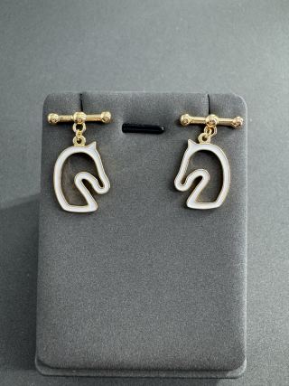 Hermès Silver Crest Horse Charm Stud Earrings
