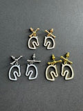 Hermès Silver Crest Horse Charm Stud Earrings