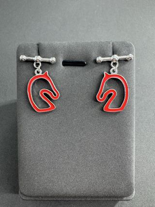 Hermès Scarlet Horse Outline Charm Earrings