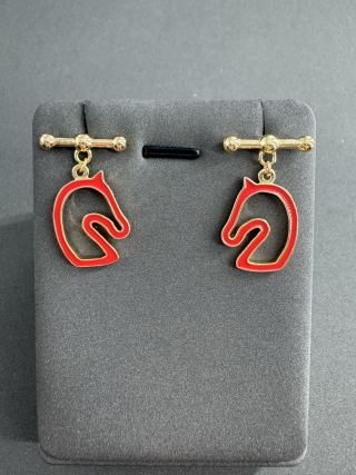 Hermès Scarlet Horse Outline Charm Earrings