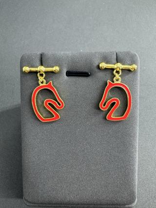 Hermès Scarlet Horse Outline Charm Earrings
