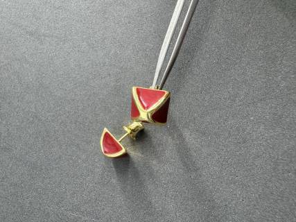 Hermès Crimson Enamel Accent Stud Earrings