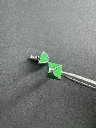 Hermès Emerald Enamel Square Stud Earrings