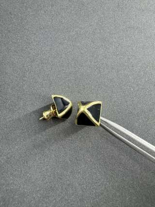 Hermès Minimalist Geometric Enamel Stud Earrings