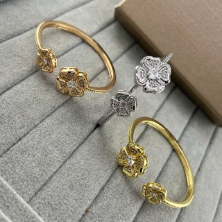 Bvlgari Floral Crystal Open Cuff Bracelet – Elegant Luxury Jewelry