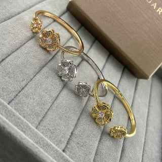 Bvlgari Floral Crystal Open Cuff Bracelet – Elegant Luxury Jewelry