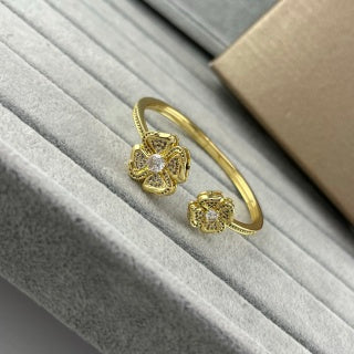 Bvlgari Floral Crystal Open Cuff Bracelet – Elegant Luxury Jewelry