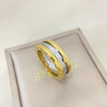 Bvlgari Two Tone Gold Silver Wide Band Ring – Elegant Luxury Jewelry