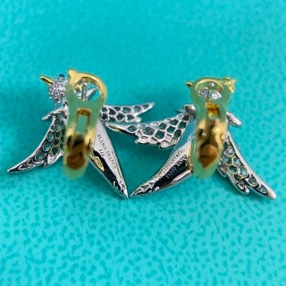 Tiffany & Co. Diamond-Set "Bird on a Rock" Earrings in Mixed Metals