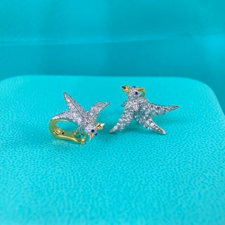 Tiffany & Co. Diamond-Set "Bird on a Rock" Earrings in Mixed Metals