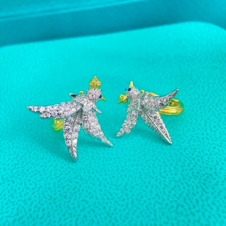 Tiffany & Co. Diamond-Set "Bird on a Rock" Earrings in Mixed Metals