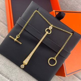 Hermès Élan Pavé Bar Pendant Necklace