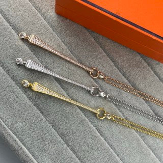 Hermès Élan Pavé Bar Pendant Necklace