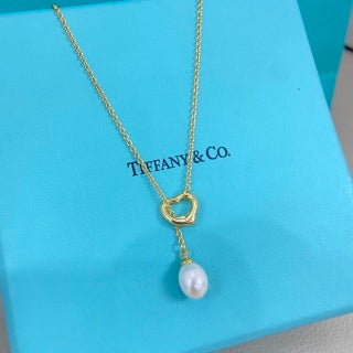 Tiffany Pearl Heart Tassel Necklace