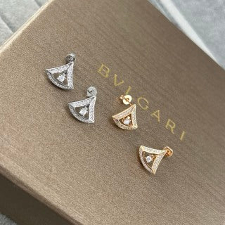 Bvlgari Geometric Crystal Stud Earrings – Elegant Luxury Jewelry