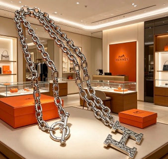Hermès Chaine d’Ancre H Pavé Toggle Necklace