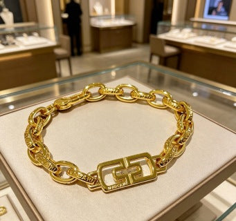 Bvlgari Gold Geometric Link Chain Bracelet – Elegant Luxury Jewelry
