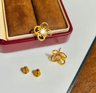 Fendi Fleuria Bloom Crystal Accent Stud Earrings