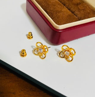 Fendi Fleuria Bloom Crystal Accent Stud Earrings