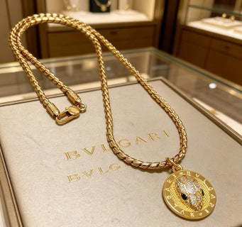 Bvlgari Gold Medallion Pendant Chain Necklace – Elegant Luxury Jewelry