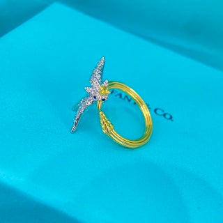 Tiffany & Co. New Two-Tone Diamond-Set Bird-on-Ring Design