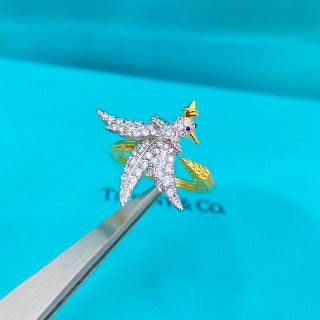 Tiffany & Co. New Two-Tone Diamond-Set Bird-on-Ring Design
