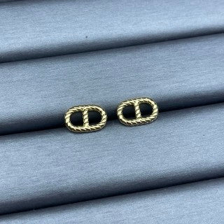 Hermès Beaded Oval Chain Stud Earrings