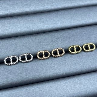 Hermès Beaded Oval Chain Stud Earrings