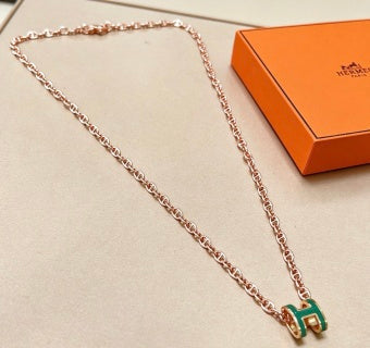 Hermès Pop H Vert Émeraude Enamel Pendant Necklace