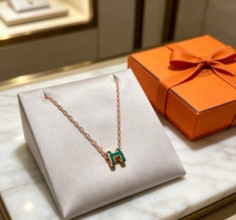 Hermès Pop H Vert Émeraude Enamel Pendant Necklace