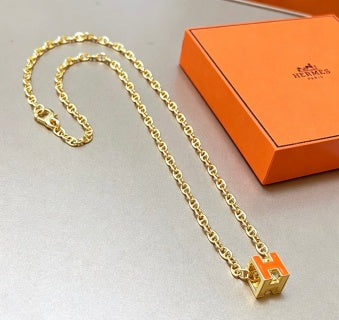 Hermès Cube H Enamel Pendant Necklace