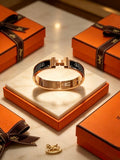 Hermès Clic H Noir Enamel Contrast Bracelet