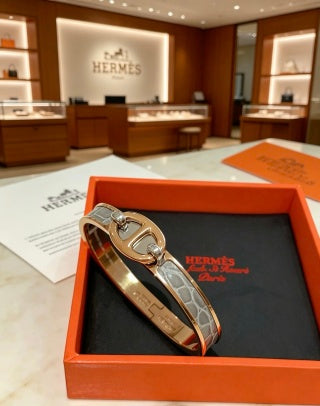 Hermès Clic H Leather Inlay Bracelet