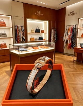 Hermès Clic H Leather Inlay Bracelet