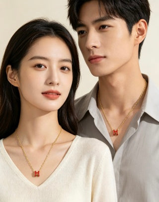 Hermès Pop H Rouge Enamel Pendant Necklace