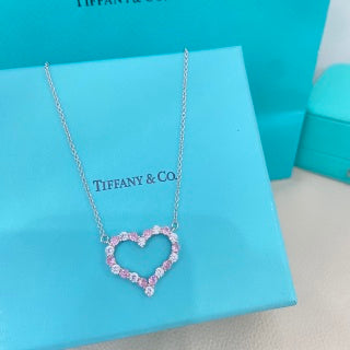 Tiffany Pink Heart Diamond Pendant Necklace – Romantic Luxury Jewelry