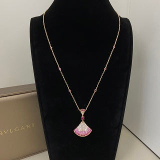 Bvlgari Colorful Gemstone Fan Pendant Necklace – Elegant Luxury Jewelry