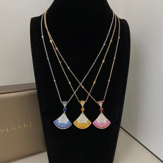 Bvlgari Colorful Gemstone Fan Pendant Necklace – Elegant Luxury Jewelry