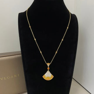 Bvlgari Colorful Gemstone Fan Pendant Necklace – Elegant Luxury Jewelry