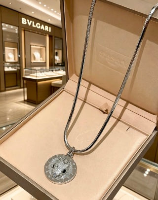 Bvlgari Silver Medallion Pendant Necklace – Elegant Luxury Jewelry