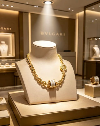 Bvlgari Gold White Accent Link Chain Necklace – Elegant Luxury Jewelry