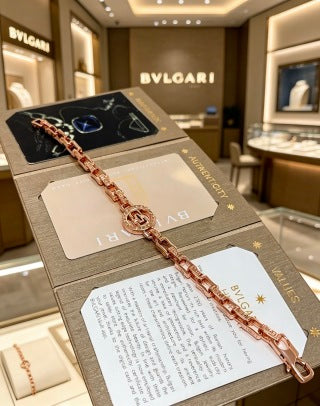 Bvlgari Rose Gold Medallion Link Bracelet – Elegant Luxury Jewelry