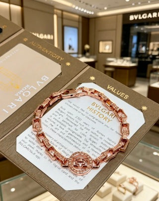 Bvlgari Rose Gold Medallion Link Bracelet – Elegant Luxury Jewelry